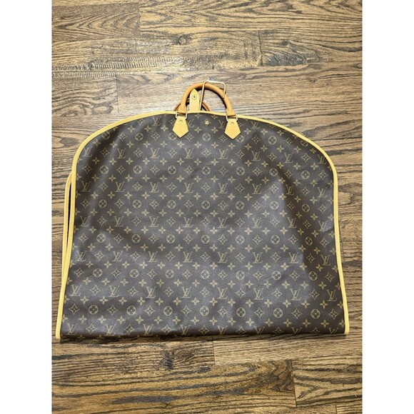 Vintage Louis Vuitton Housse Porte-Habits 2 Pli Garment Bag + 3 Brass Hangers - Picture 3 of 16